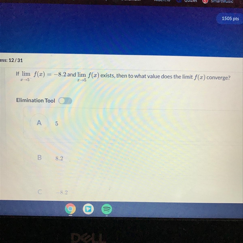 A. 5 B. 8.2 C. -8.2 D. 0-example-1