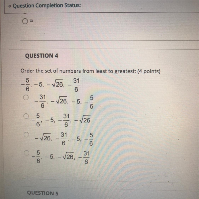 What is the set from least to greatest-example-1