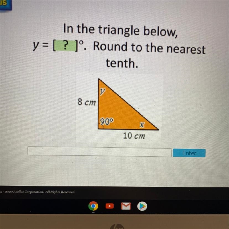 In the triangle below y=? Round to the nearest tenth-example-1