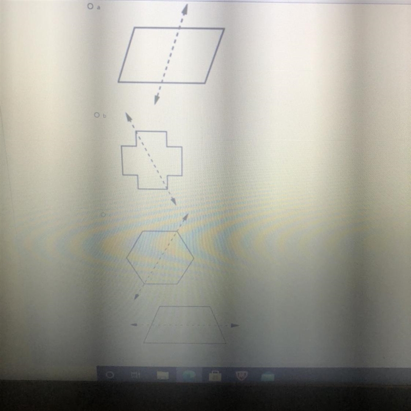 Which shows a line of symmetry ?-example-1