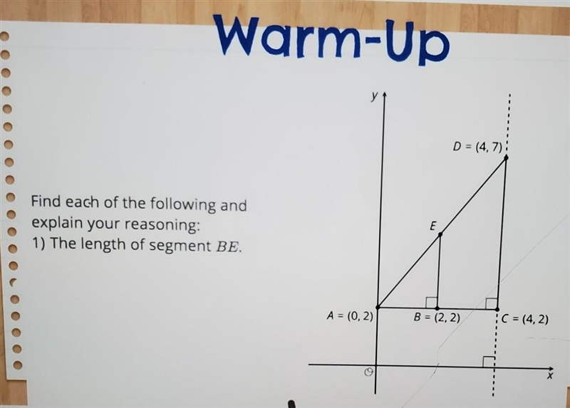 Find each of the following and explain your reasoning: 1) The length of segment BE-example-1