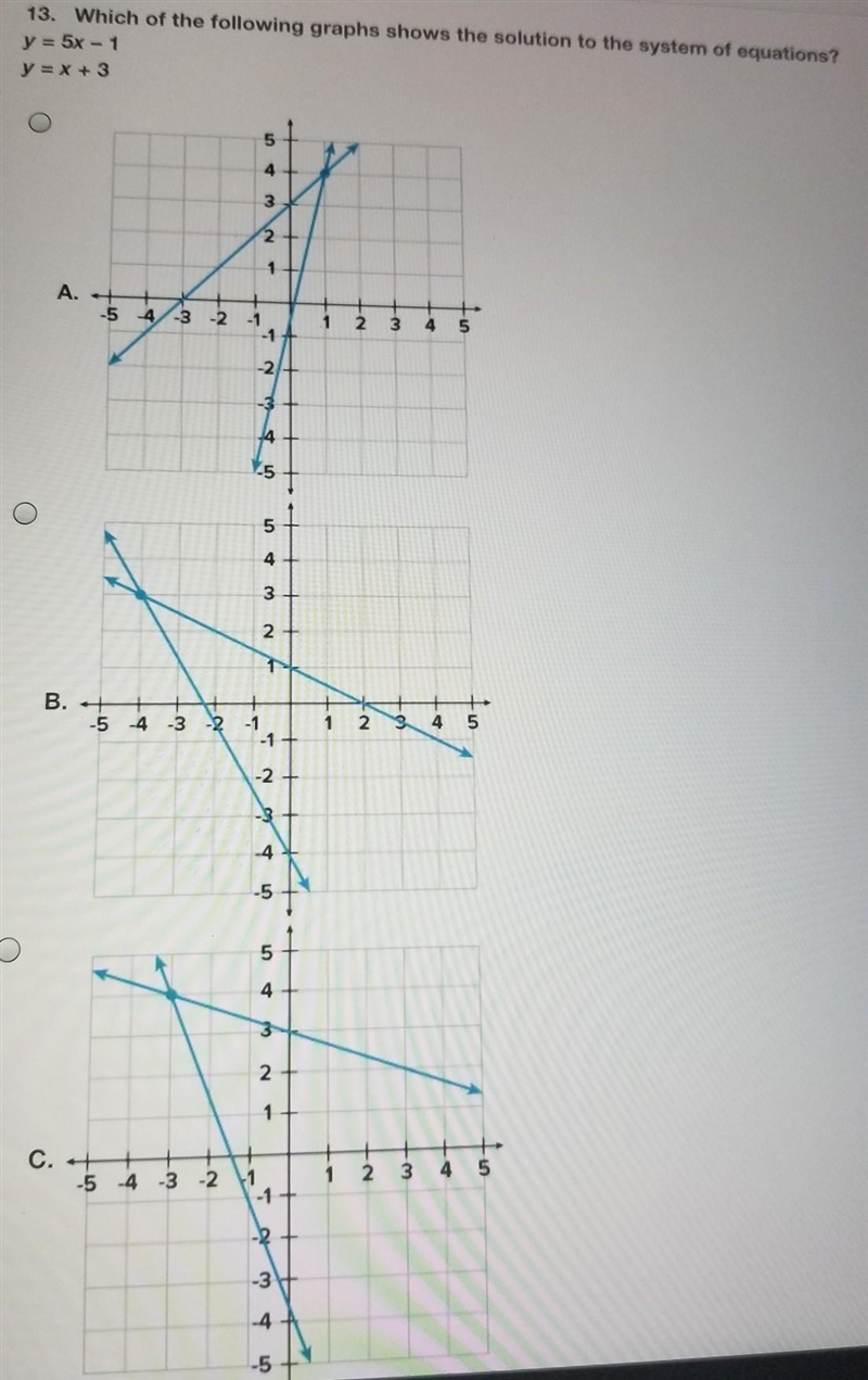 Select the best answer for the question. 13. Which of the following graphs shows the-example-1