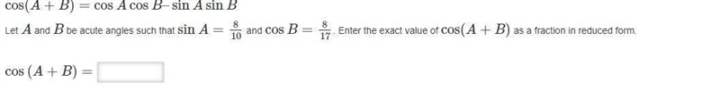 The addition formula for cosine is shown below.-example-1