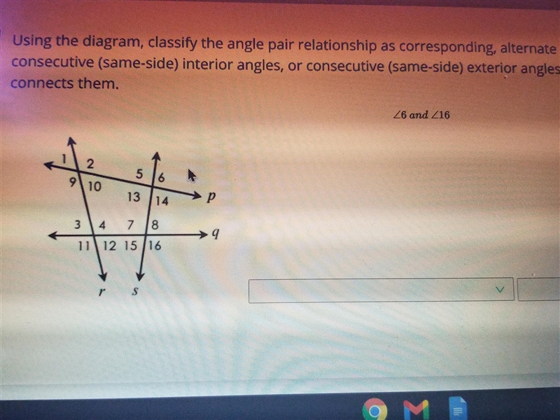 I need help plsssss ...... name the transversal that connects them and classify the-example-1