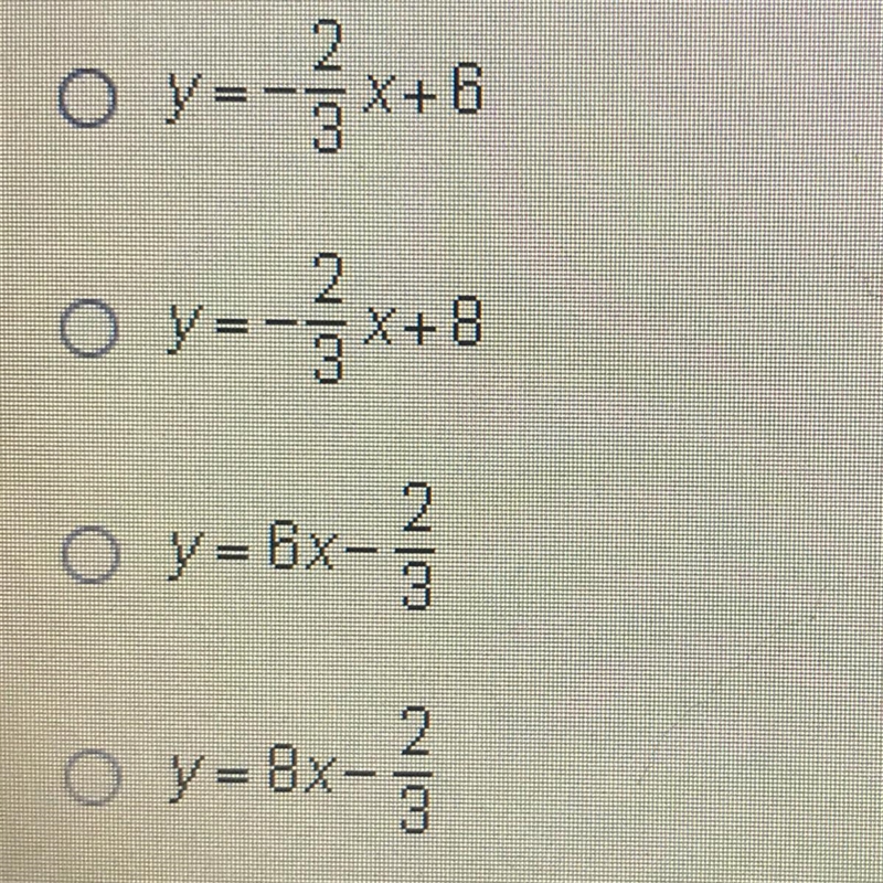 HURRY PLEASEEEE A line has a slope of -3 and passes through the point (-3, 8) What-example-1