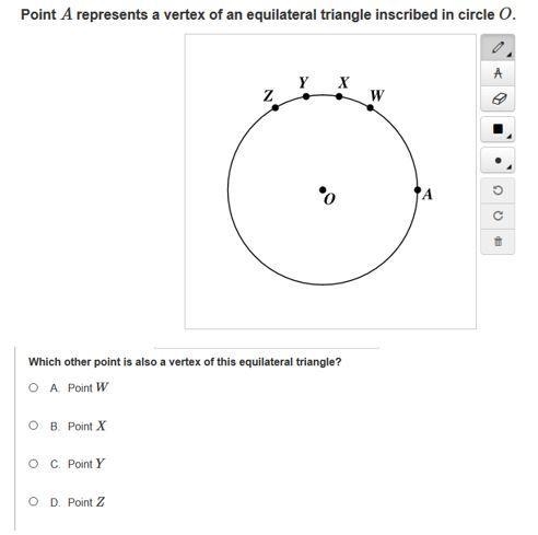 Point A represents a vertex of an equilateral triangle inscribed in circle O which-example-1