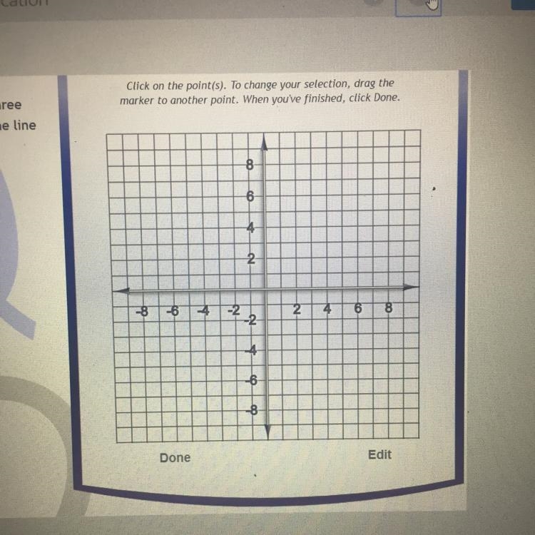 Graph the linear equation. Find three points that solve the equation, then plot on-example-1