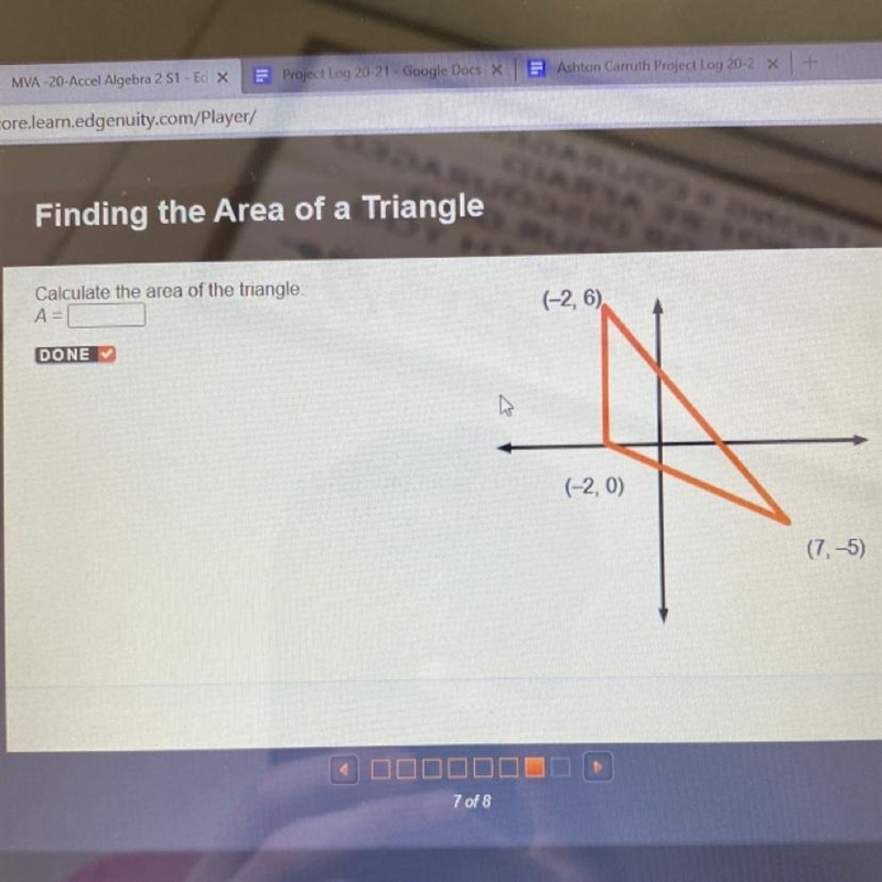 Calculate the area of the triangle? What is the best way to solve it-example-1