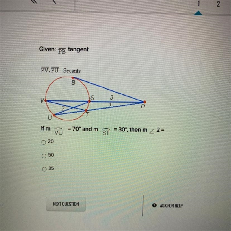 If m vU = 70 and m st = 30 then m 2 = 20 50 35-example-1