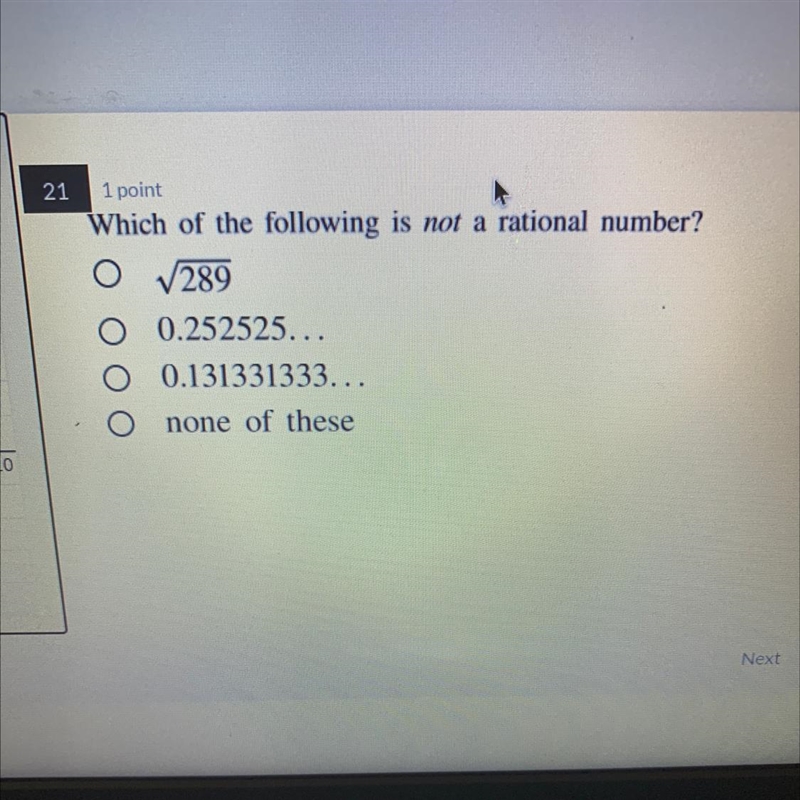 Which of the following is not a rational number-example-1