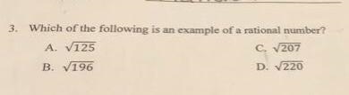 Which of the following is an example of a rational number?-example-1