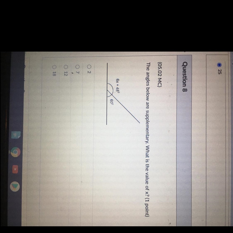 The angles below are supplementary, What is the value of x?-example-1