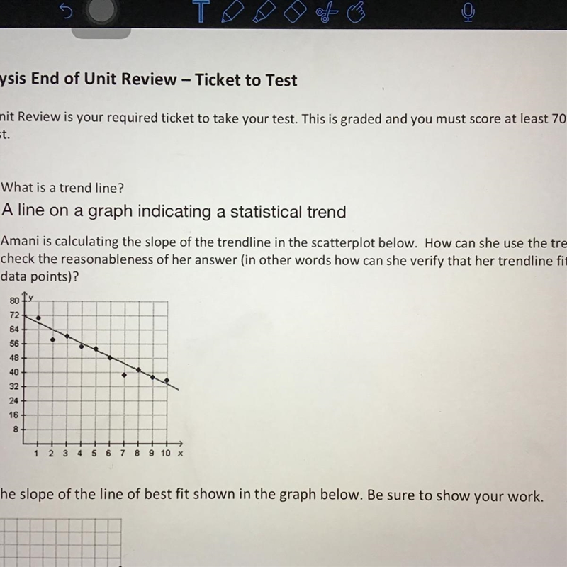 I NEED HELP ASAP (Only answer b ) Amani is calculating the slope of the trendline-example-1