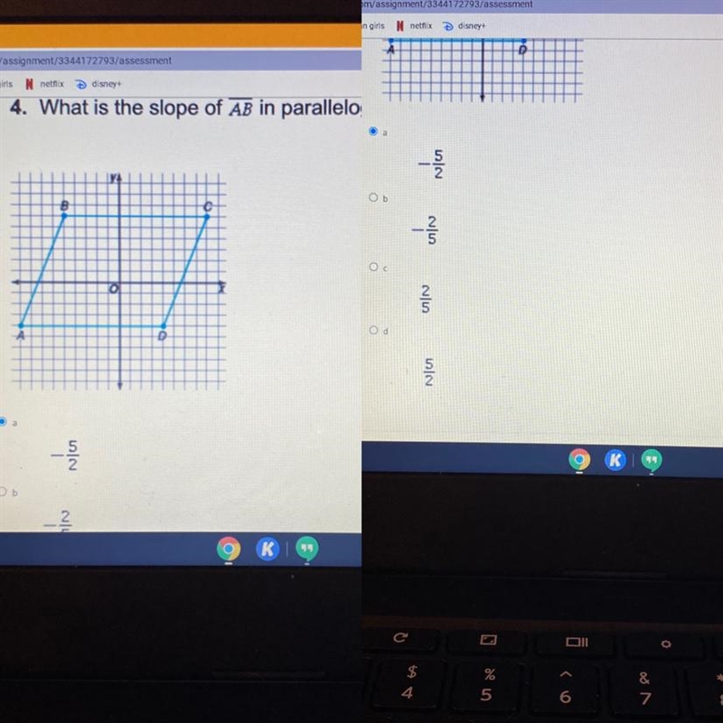 What is the slope of AB in parallelogram ABCD?-example-1