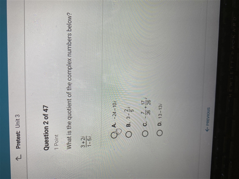 What is the quotient of the complex numbers below? (Urgent ❗️❗️)-example-1