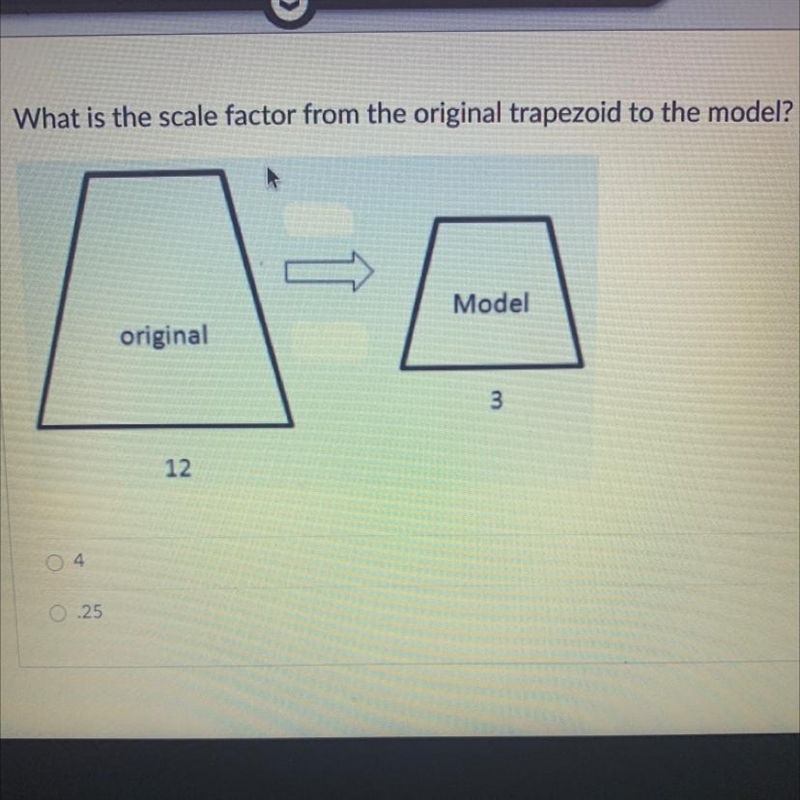 What is the scale factor from original trapezoid to the model-example-1