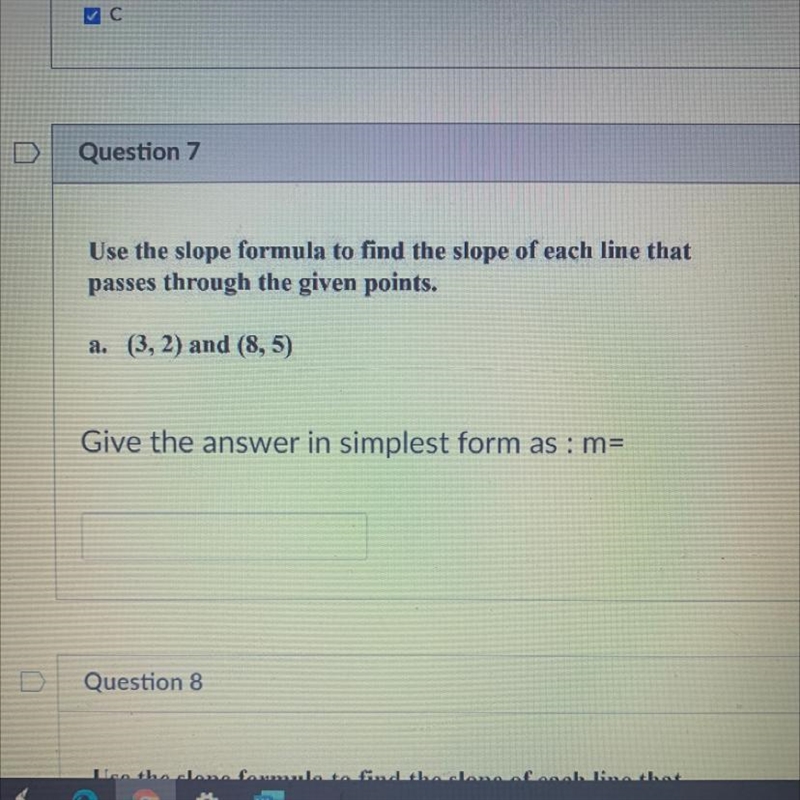 Use the slope formula to find the slope of each line that passes through the given-example-1