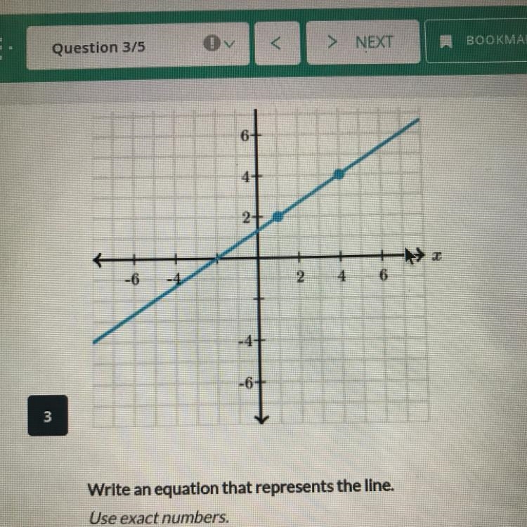 Write an equation that represents the line. Use exact numbers-example-1