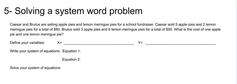 Caesar and Brutus are selling apple pie and lemon meringue pies for a school fundraiser-example-1