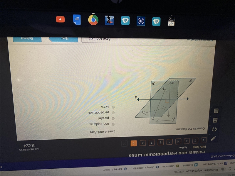 Consider the diagram. Lines a and d are?-example-1