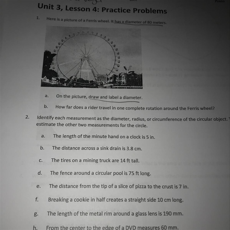 Draw a and label a diameter that is 80 meters long-example-1