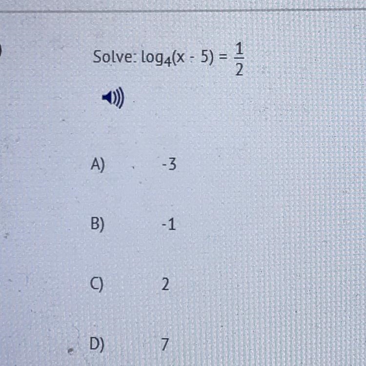 Solve: log4(x - 5) = 1/2-example-1