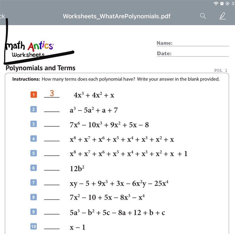 Can someone solve all these answers for this polynomials worksheet?-example-1