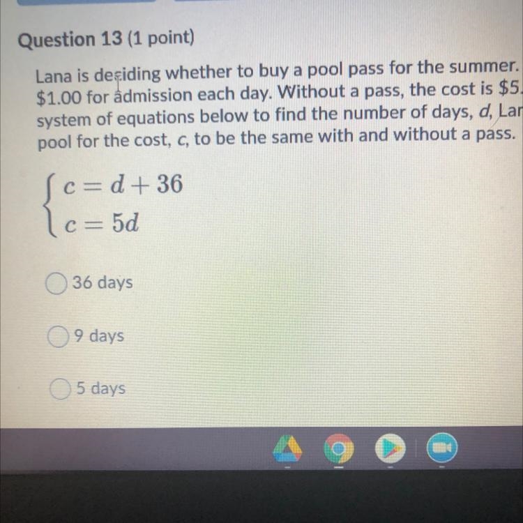 Lana is deciding whether to buy a pool pass for the summer. A pass costs $36.00 and-example-1