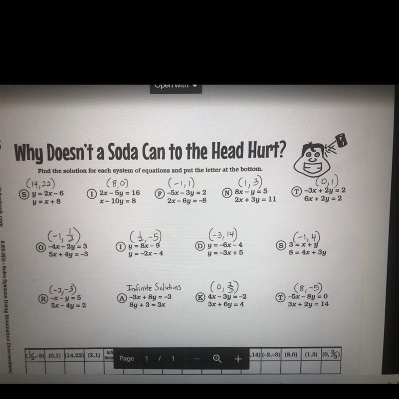 SOLVING SYSTEMS: I just need the work for each equation.-example-1