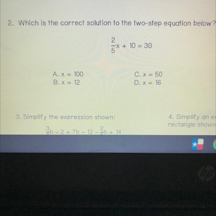 Which is the correct solution to the two step equation below?-example-1