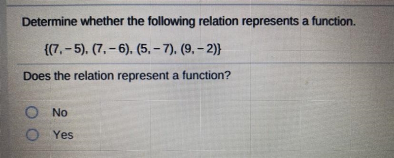 Does this represent a function? Yes or no and explain why. (Please fast! im being-example-1