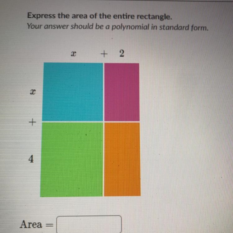 Express the area of the entire rectangle-example-1