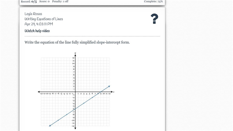 Someone Please Help Quickly! Its an Easy Question Write the equation of the line fully-example-1