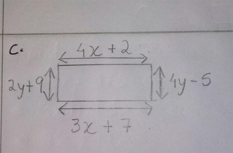 Work out the value of x and y in this diagram. All measurement are in centimeters-example-1