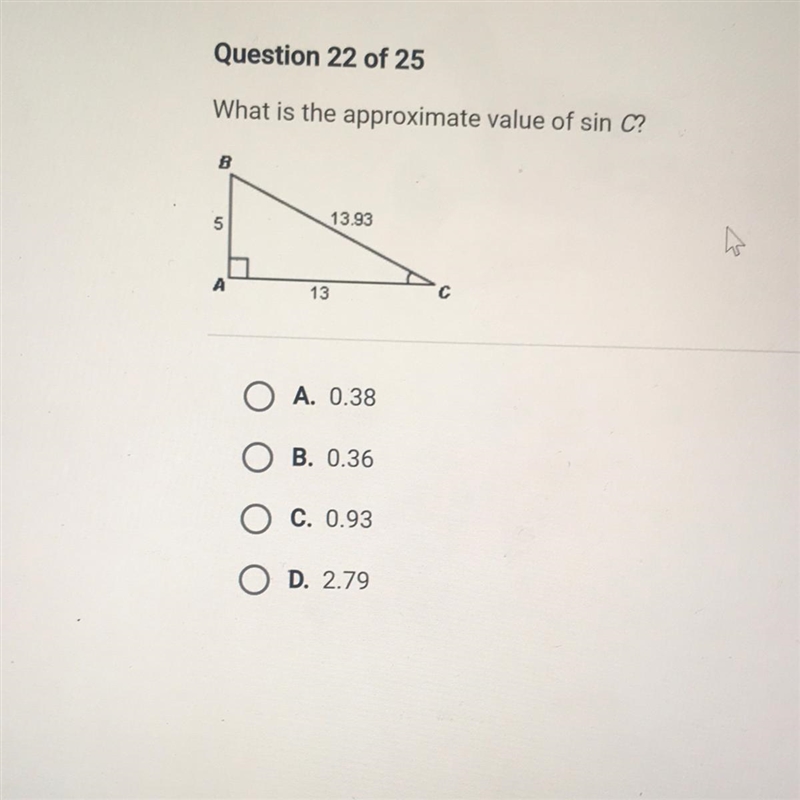 What is the approximate value of sin C? Please help! Urgent-example-1