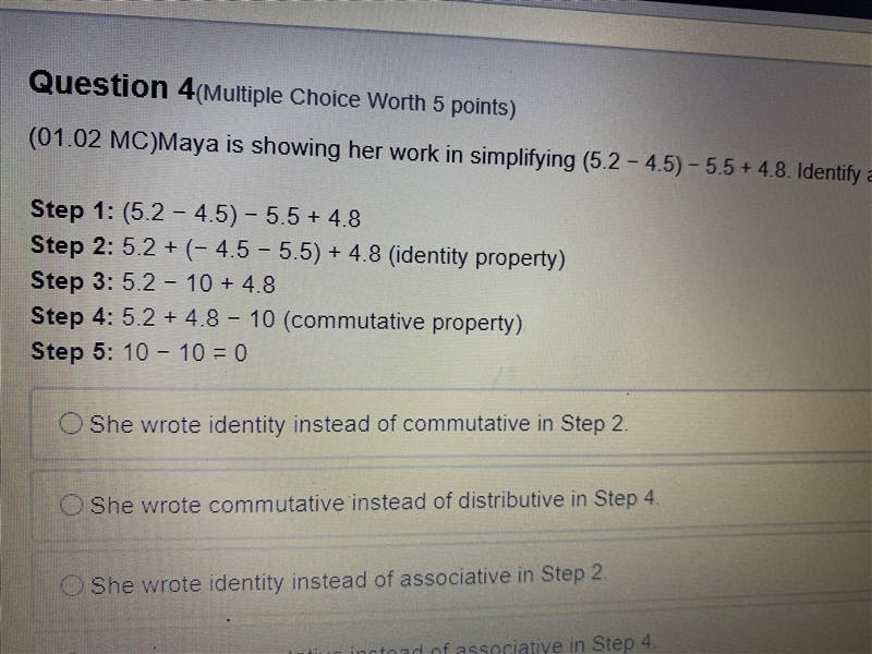 Simplify (5.2 -4.5) - 5.5 + 4.8-example-1