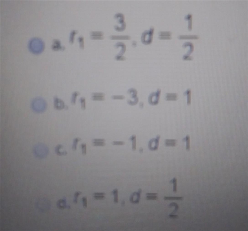 Find the values of r1 and d for an arithmetic sequence r6 = 4 and r8= 5​-example-1