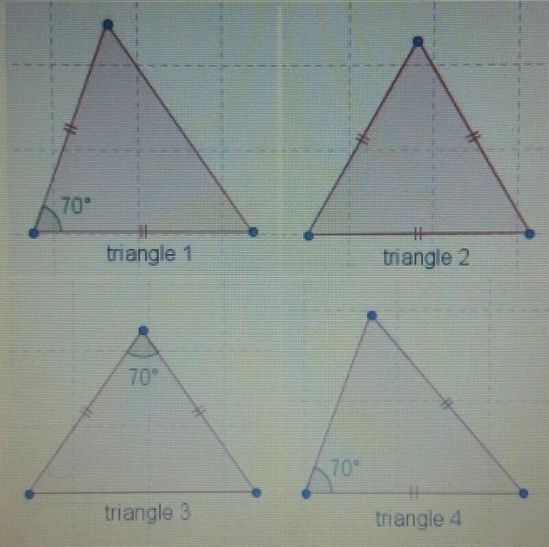 Which triangles in the diagram are congruent? A. triangle 1 and triangle 2 B. triangle-example-1