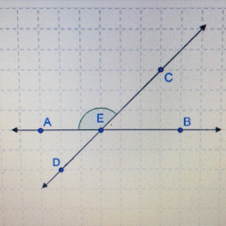 Which point represents the vertex of the marked angle? Α. Α B. E C.C D.B-example-1