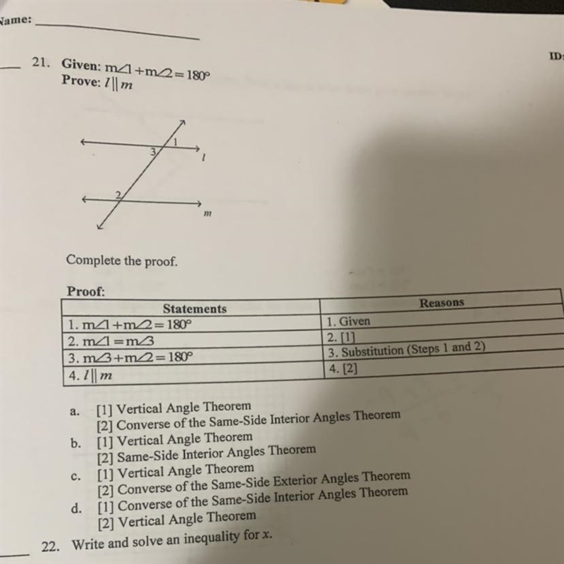 Given m<1+m<2=180 Prove: L||M PLEASE HELP ME!! uwu-example-1