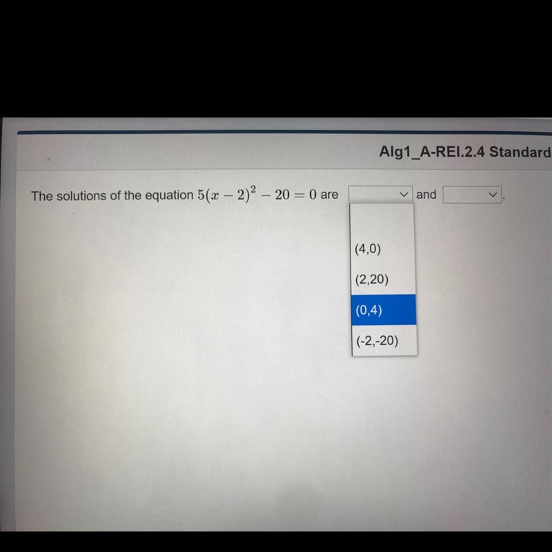 Pls help Answer choices for the second drop down are... (0,0) (0,2) (2,-20) (-2,0)-example-1