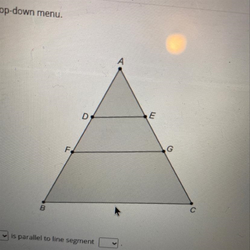 Select the correct answer from each drop-down menu. A m D G F с B FABERE, then line-example-1