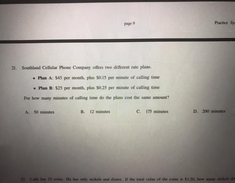 How many minutes of calling time do the plans cost the same amount ?-example-1