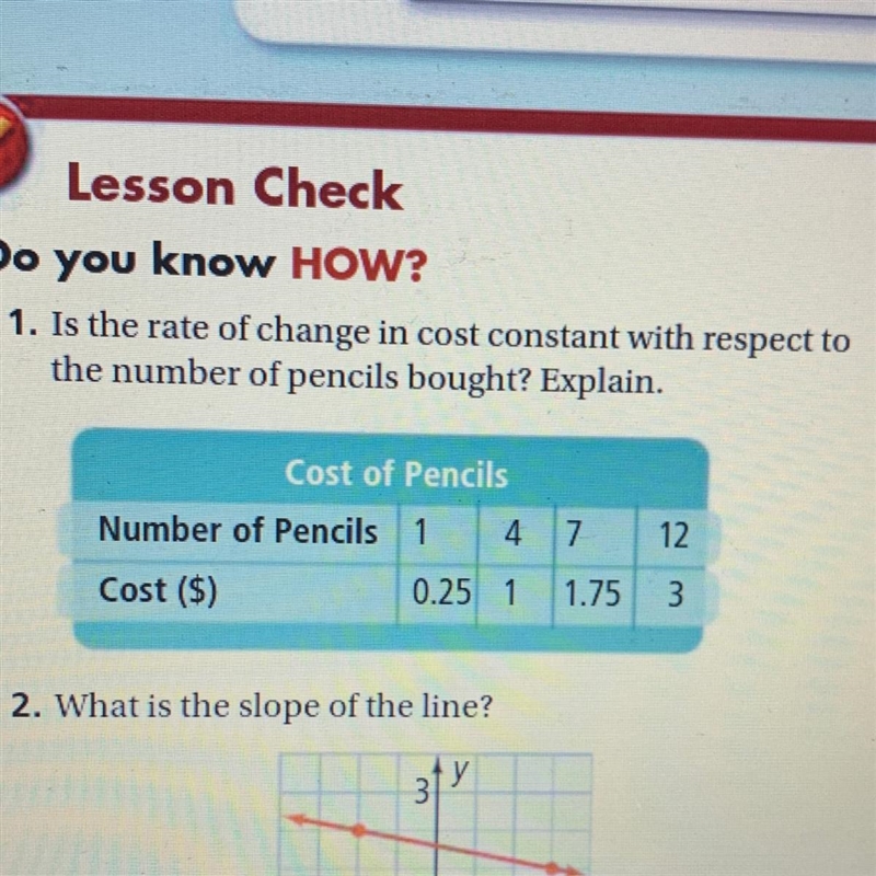 PLEASE HELP 1. Is the rate of change in cost constant with respect to the number of-example-1