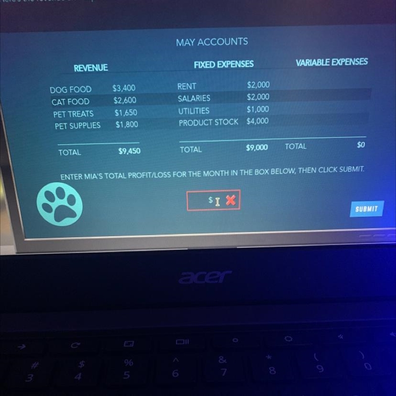 Heres the revenue and expenses for the month. Calculate whether mia had a profite-example-1