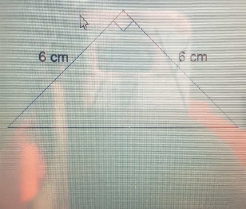 Calculate the area of the triangle. State the units of your answer. 6 cm 6 cm ​-example-1