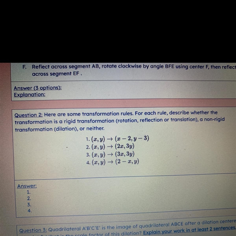 Question 2: Here are some transformation rules. For each rule, describe whether the-example-1