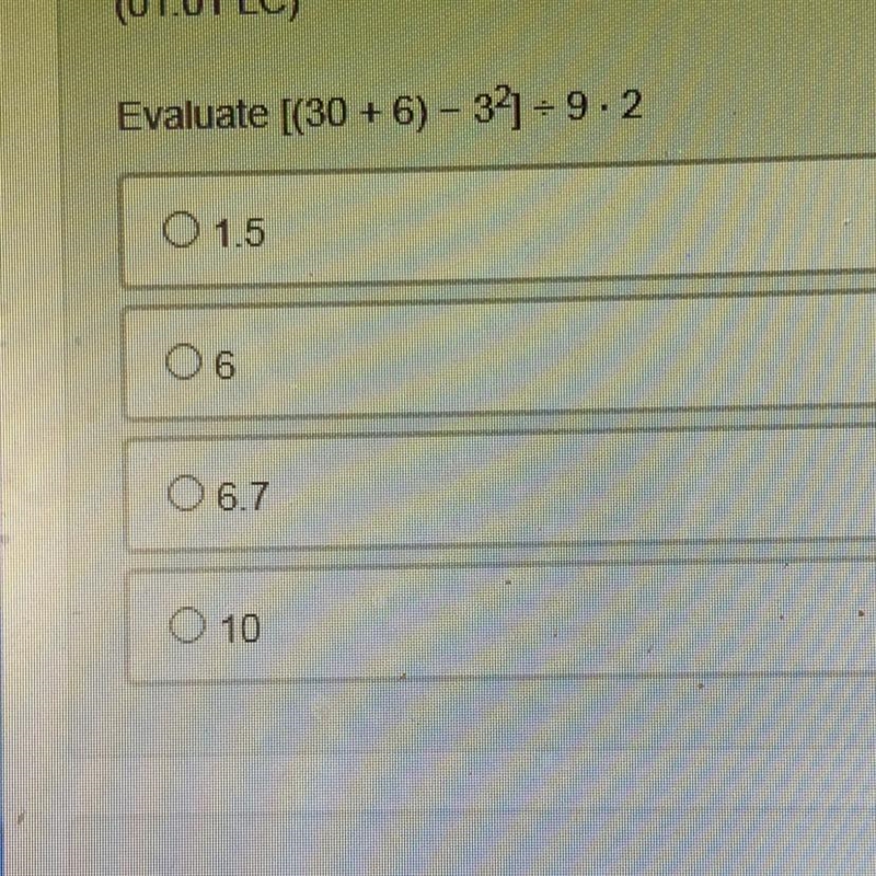 Evaluate [(30 + 6) -3^2] /9.2-example-1