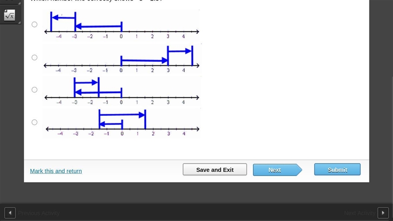 Which number line correctly shows –3 – 1.5?-example-1