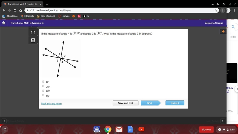 Being timed help asappp picture attatched If the measure of angle 4 is (11 x) degrees-example-1